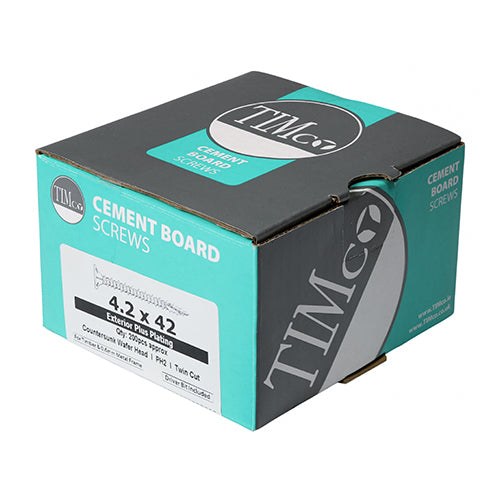 TIMCO Twin-Cut Cement Board Countersunk Exterior Silver Screws - 4.2 x 32 - Image