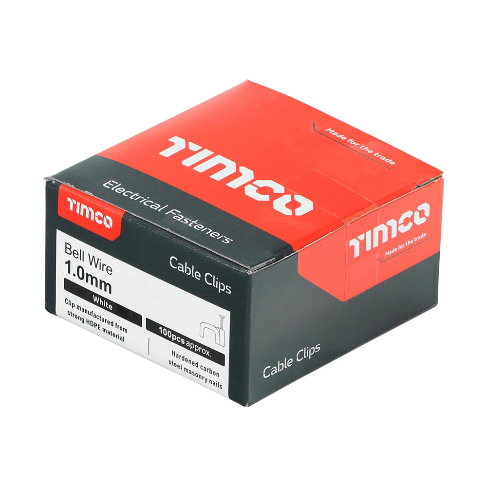 TIMCO Flat Cable Clips White - To fit 1.0mm - Image