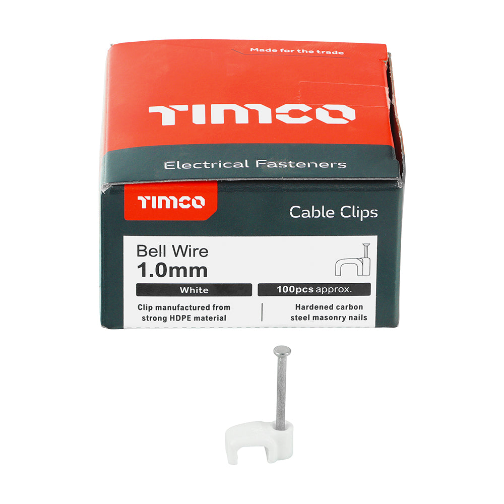 TIMCO Flat Cable Clips White - To fit 1.0mm - Image