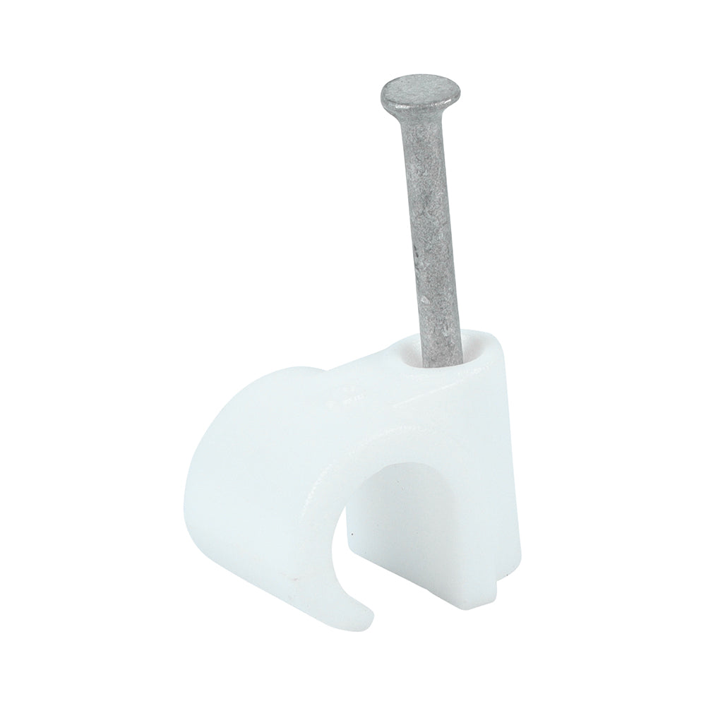 TIMCO Round Cable Clips White - To fit 9.0mm - Image