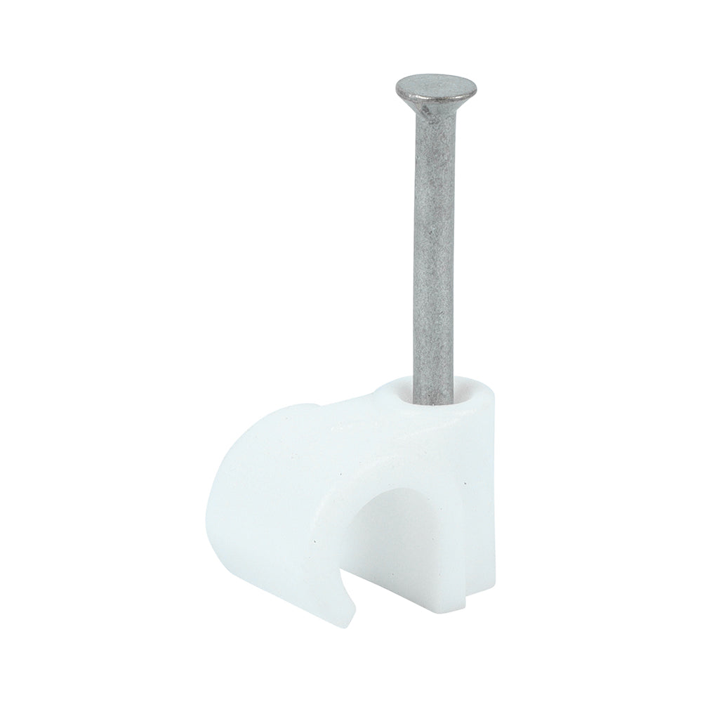 TIMCO Round Cable Clips White - To fit 7.0mm - Image