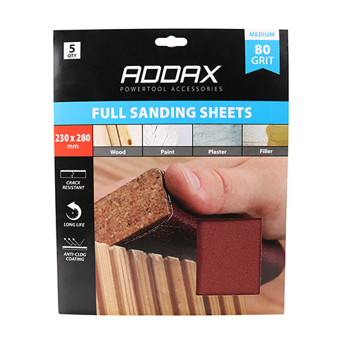 TIMCO Sanding Sheets 80 Grit Red - 230 x 280mm - Image