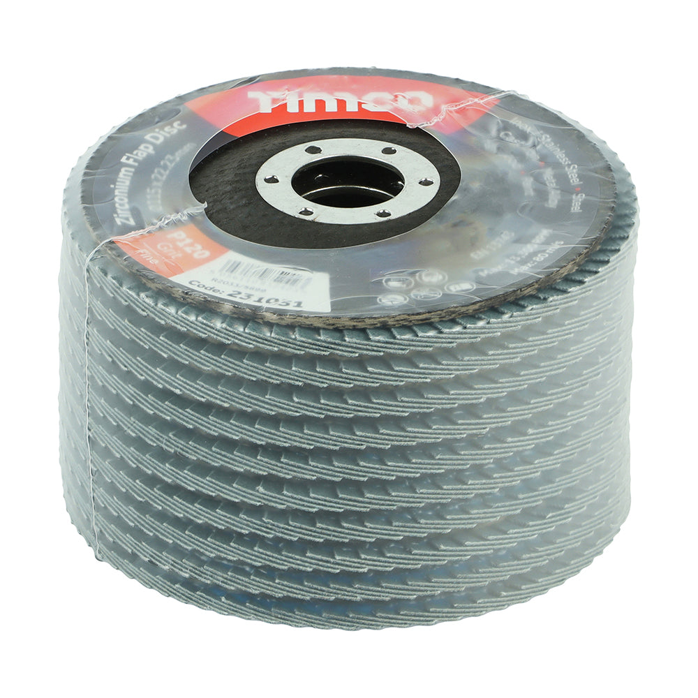 TIMCO Set of Flap Discs Zirconium Type 29 Conical P120 Grit - 115 x 22.23 - Image