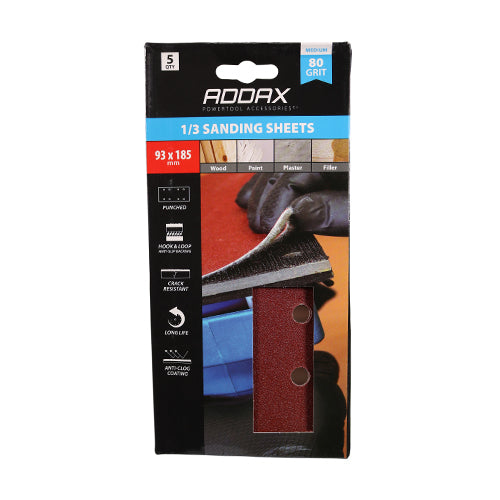 TIMCO 1/3 Sanding Sheets 80 Grit Red Punched - 93 x 185mm - Image