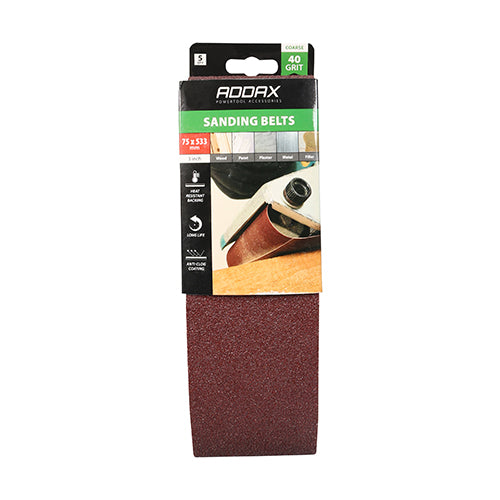 TIMCO Sanding Belts 40 Grit Red - 75 x 533mm - Image