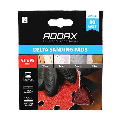 TIMCO Delta Sanding Pads 80 Grit Red - 95 x 95mm - Image
