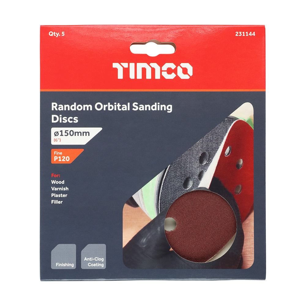 TIMCO Random Orbital Sanding Discs 120 Grit Red - 150mm - Image