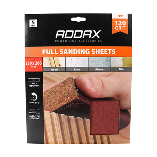 TIMCO Sanding Sheets 120 Grit Red - 230 x 280mm - Image