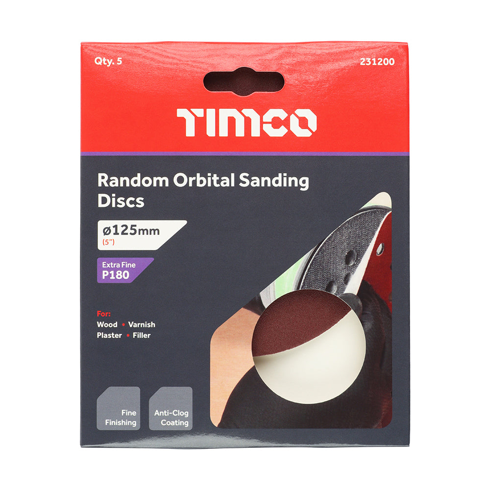 TIMCO Random Orbital Sanding Discs 180 Grit Red - 125mm - Image