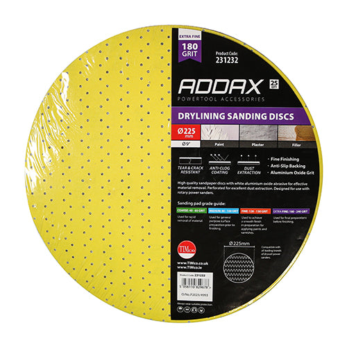 TIMCO Drylining Sanding Discs 180 Grit Yellow - 225mm - Image