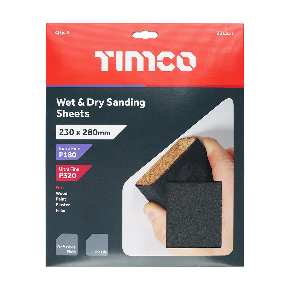 TIMCO Wet & Dry Sanding Sheets Mixed Black - 230 x 280mm (180/320) - Image