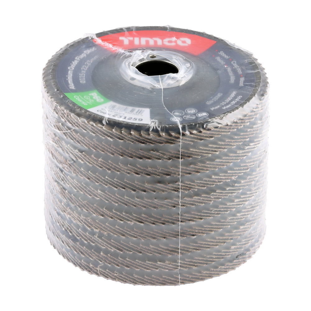 TIMCO Set of Flap Discs Aluminium Oxide Type 29 Conical -60 Grit - 115 x 22.23 - Image