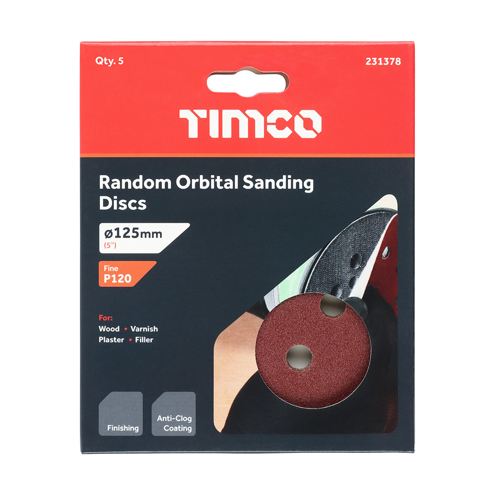 TIMCO Random Orbital Sanding Discs 120 Grit Red - 125mm - Image