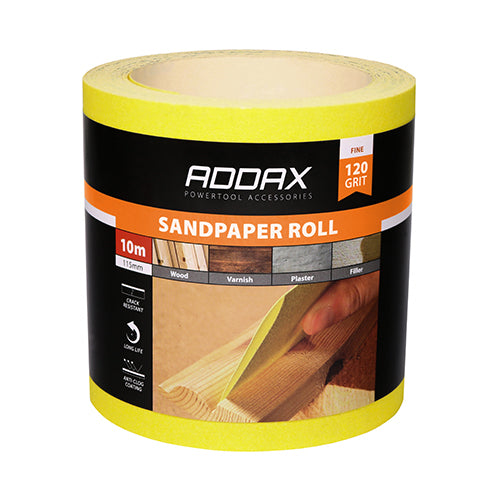 TIMCO Sandpaper Roll 120 Grit Yellow - 115mm x 10m - Image