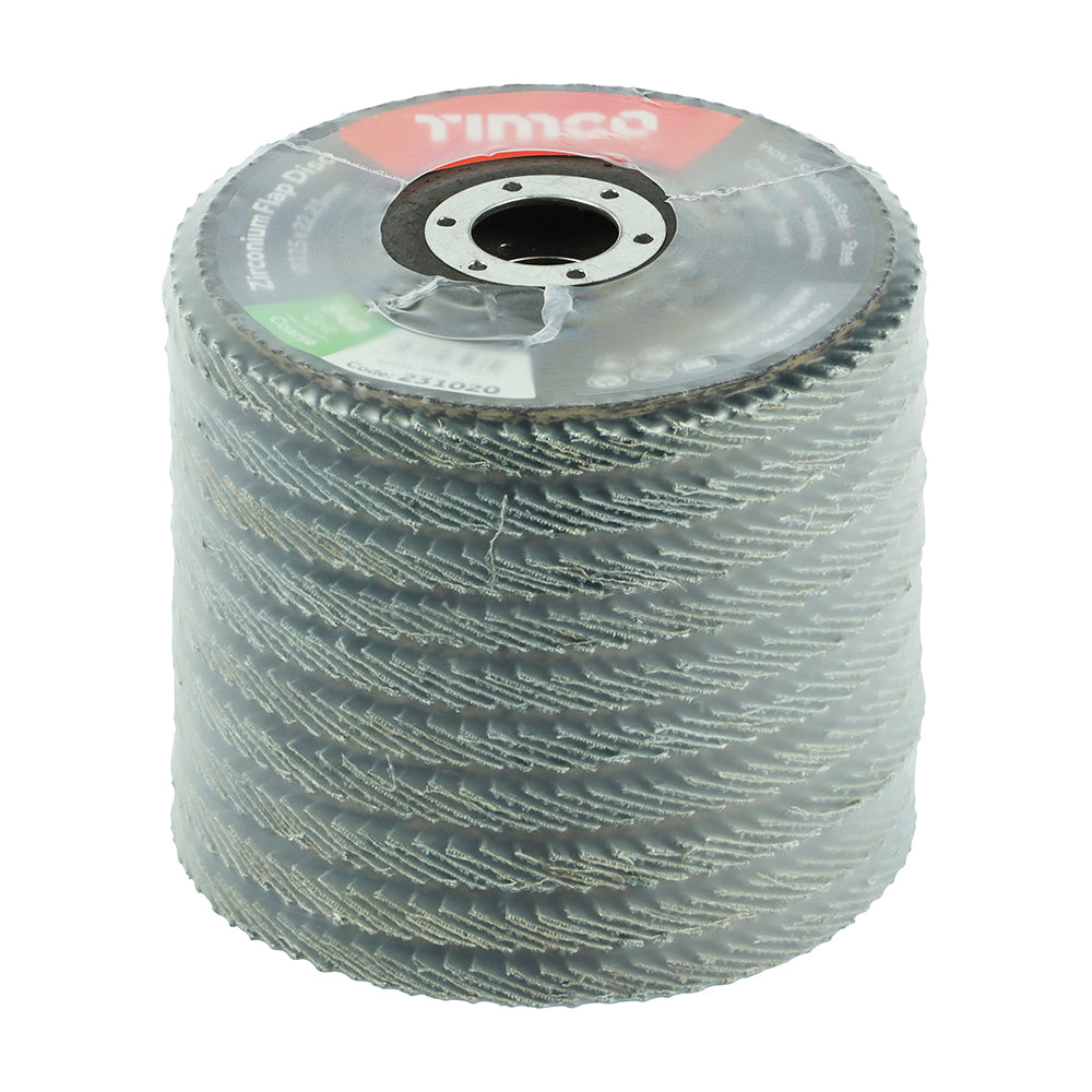 TIMCO Set of Flap Discs Zirconium Type 29 Conical P40 Grit - 115 x 22.23 - Image
