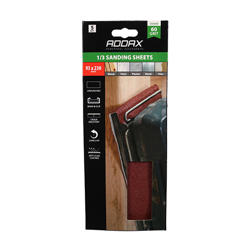 TIMCO 1/3 Sanding Sheets 60 Grit Red Unpunched - 93 x 230mm - Image