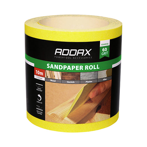 TIMCO Sandpaper Roll 60 Grit Yellow - 115mm x 10m - Image