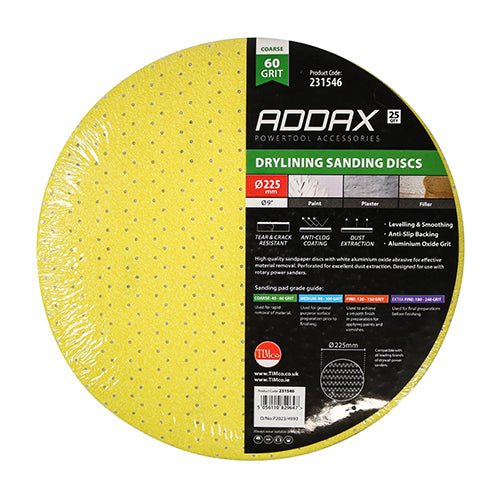 TIMCO Drylining Sanding Discs 60 Grit Yellow - 225mm - Image