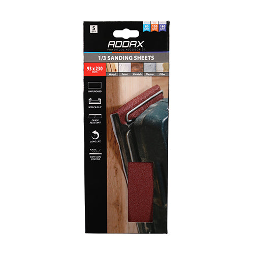 TIMCO 1/3 Sanding Sheets Mixed Red Unpunched - 93 x 230mm (80/120/180) - Image