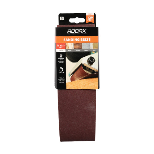 TIMCO Sanding Belts 120 Grit Red - 75 x 533mm - Image