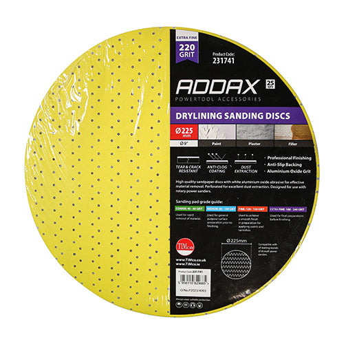 TIMCO Drylining Sanding Discs 220 Grit Yellow - 225mm - Image