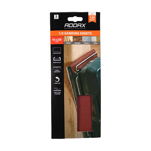 TIMCO 1/3 Sanding Sheets 120 Grit Red Unpunched - 93 x 230mm - Image