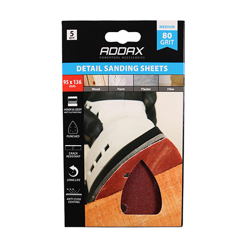 TIMCO Detail Sanding Pads 80 Grit Red - 95 x 136mm - Image