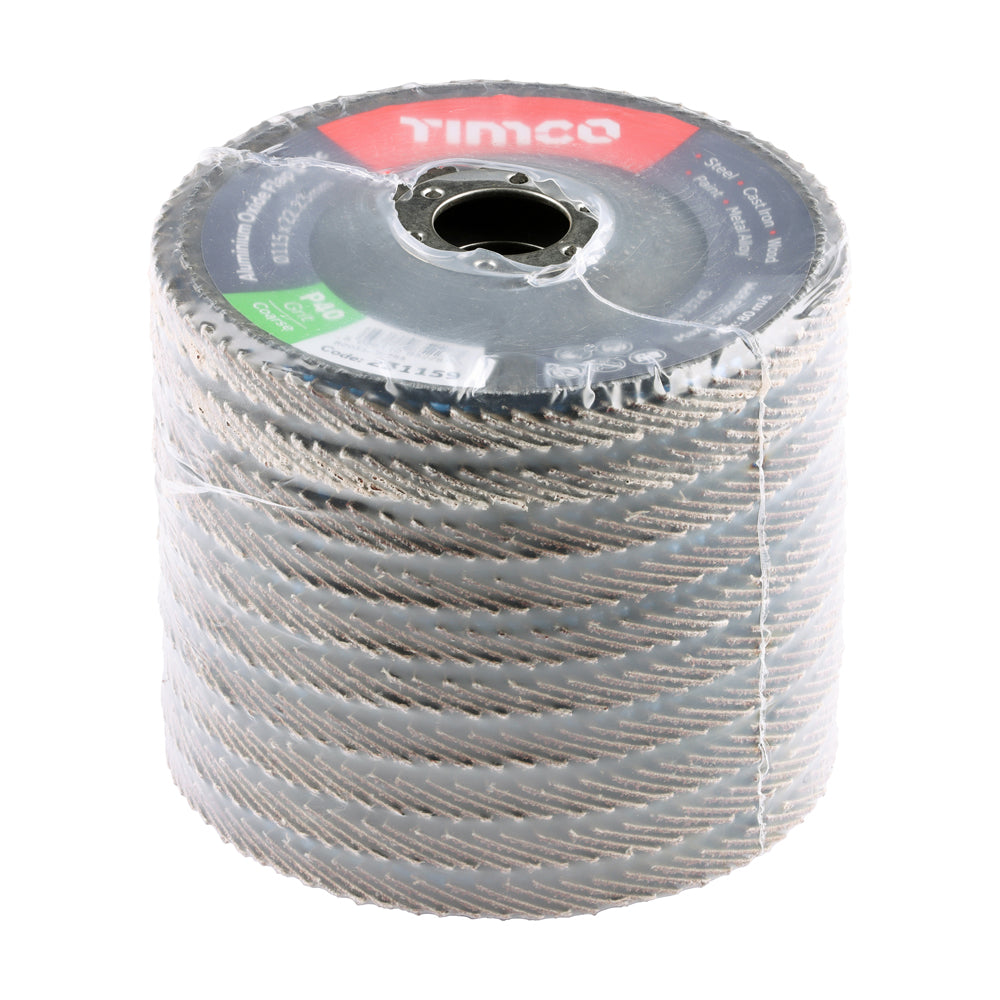 TIMCO Set of Flap Discs Aluminium Oxide Type 29 Conical - 40 Grit - 115 x 22.23 - Image