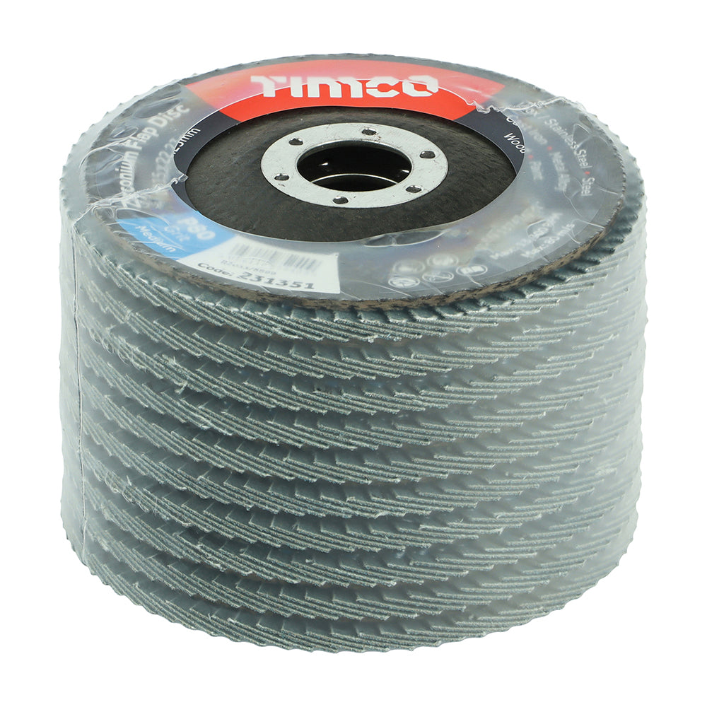 TIMCO Set of Flap Discs Zirconium Type 29 Conical P80 Grit - 115 x 22.23 - Image