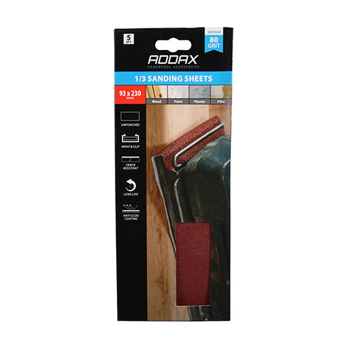 TIMCO 1/3 Sanding Sheets 80 Grit Red Unpunched - 93 x 230mm - Image