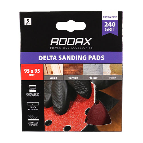 TIMCO Delta Sanding Pads 240 Grit Red - 95 x 95mm - Image