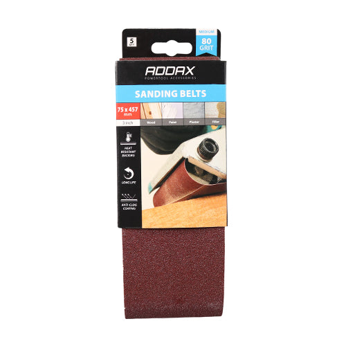 TIMCO Sanding Belts 80 Grit Red - 75 x 457mm - Image