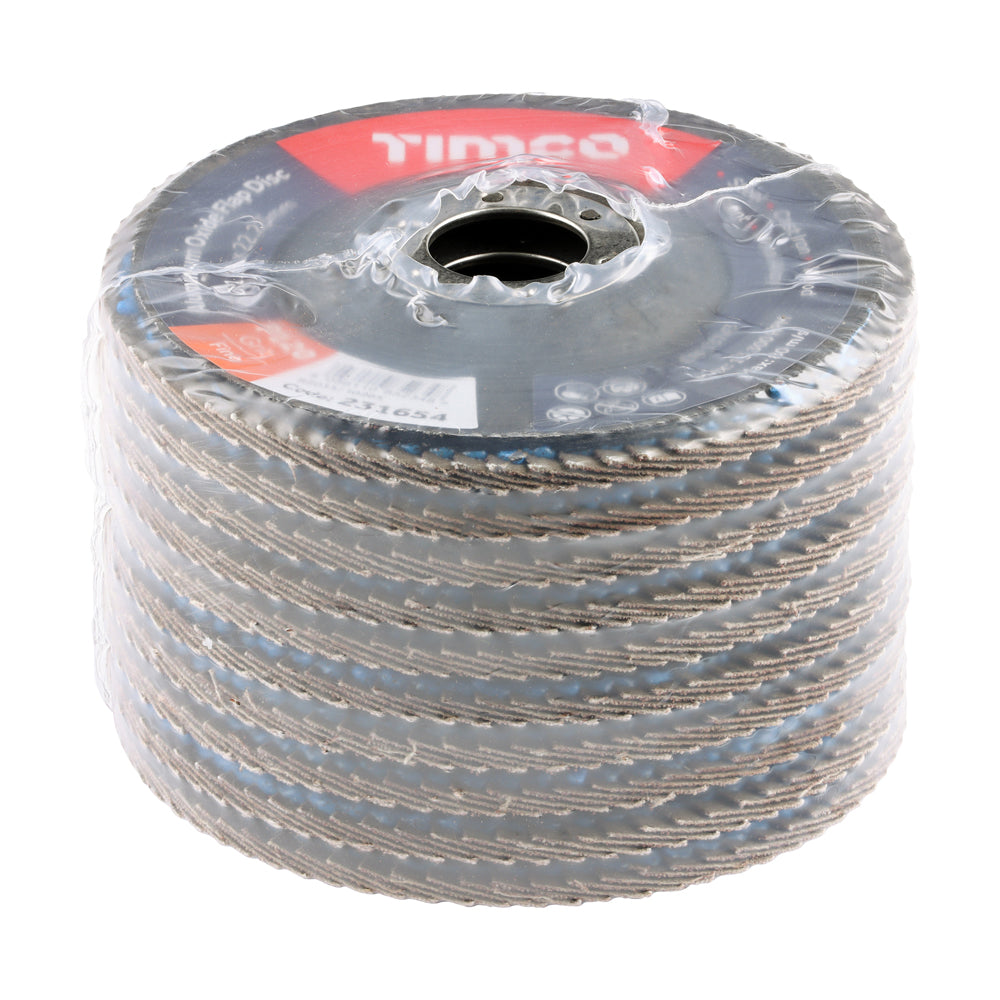 TIMCO Set of Flap Discs Aluminium Oxide Type 29 Conical -120 Grit - 115 x 22.23 - Image