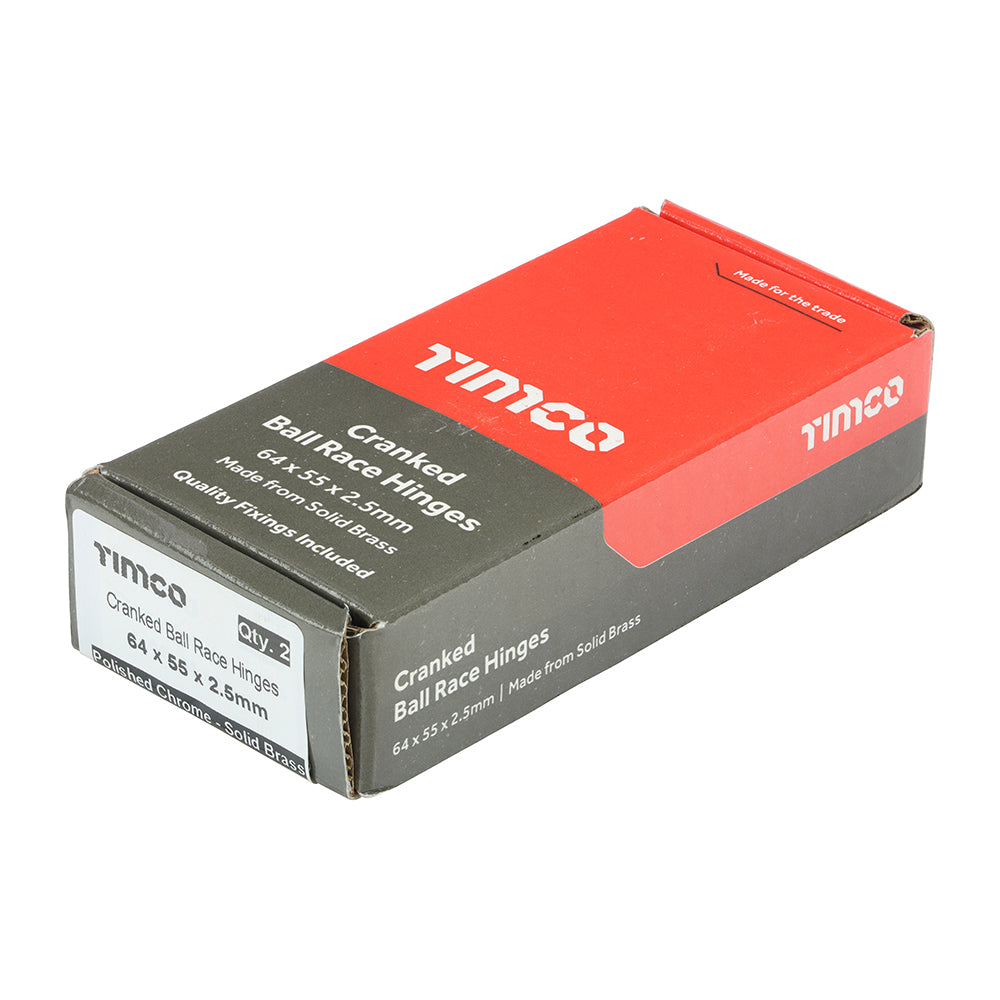 TIMCO Ball Bearing Stormproof Hinge (1951) - Solid Brass - Polished Chrome - 64 x 55 - Image