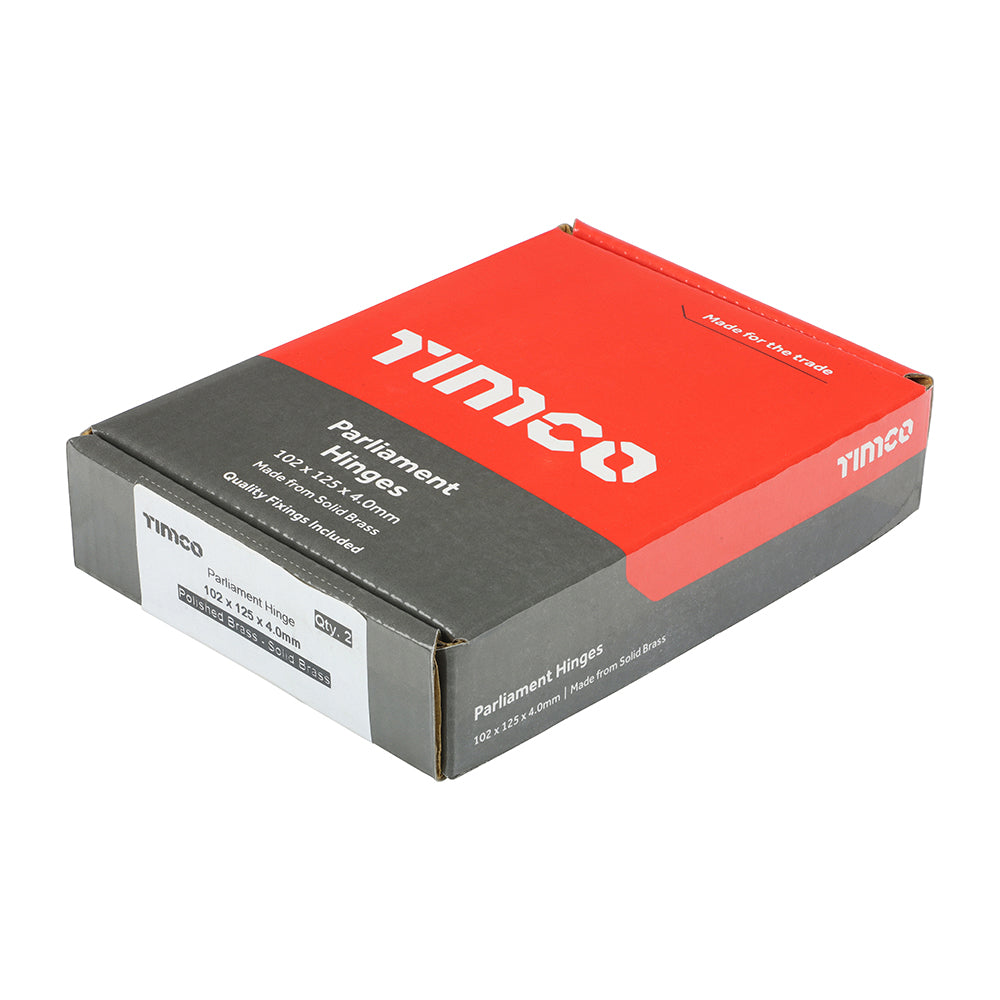 TIMCO Parliament Hinge (488) - Solid Brass - Polished Brass - 102 x 125 - Image