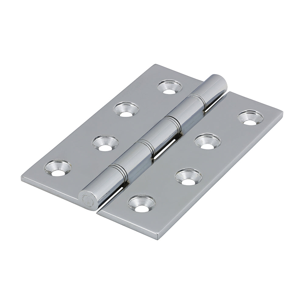 TIMCO Double Stainless Steel Washered Butt Hinge - Solid Brass - Polished Chrome - 102 x 67 - Image