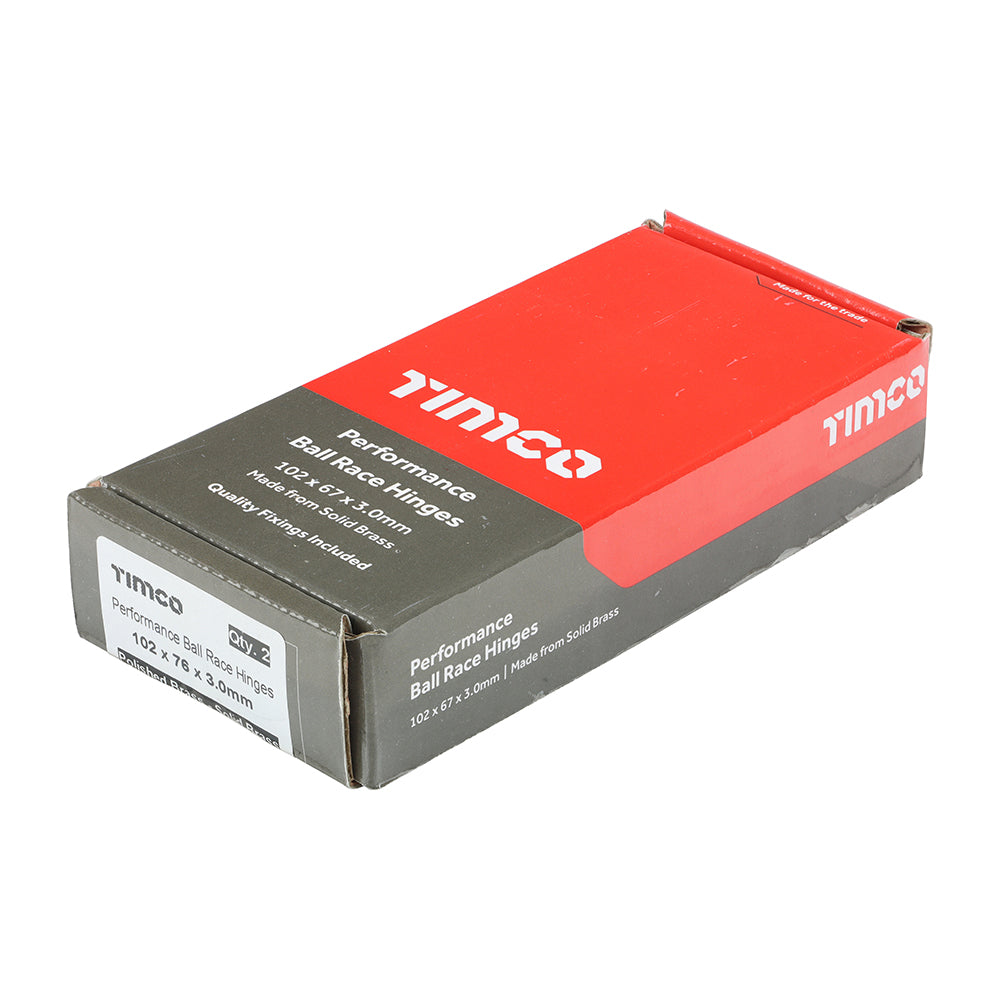 TIMCO Performance Ball Race Hinge - Solid Brass - Polished Brass - 102 x 76