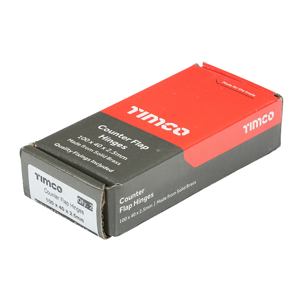 TIMCO Counterflap Hinge - Solid Brass - Polished Chrome - 100 x 40 - Image