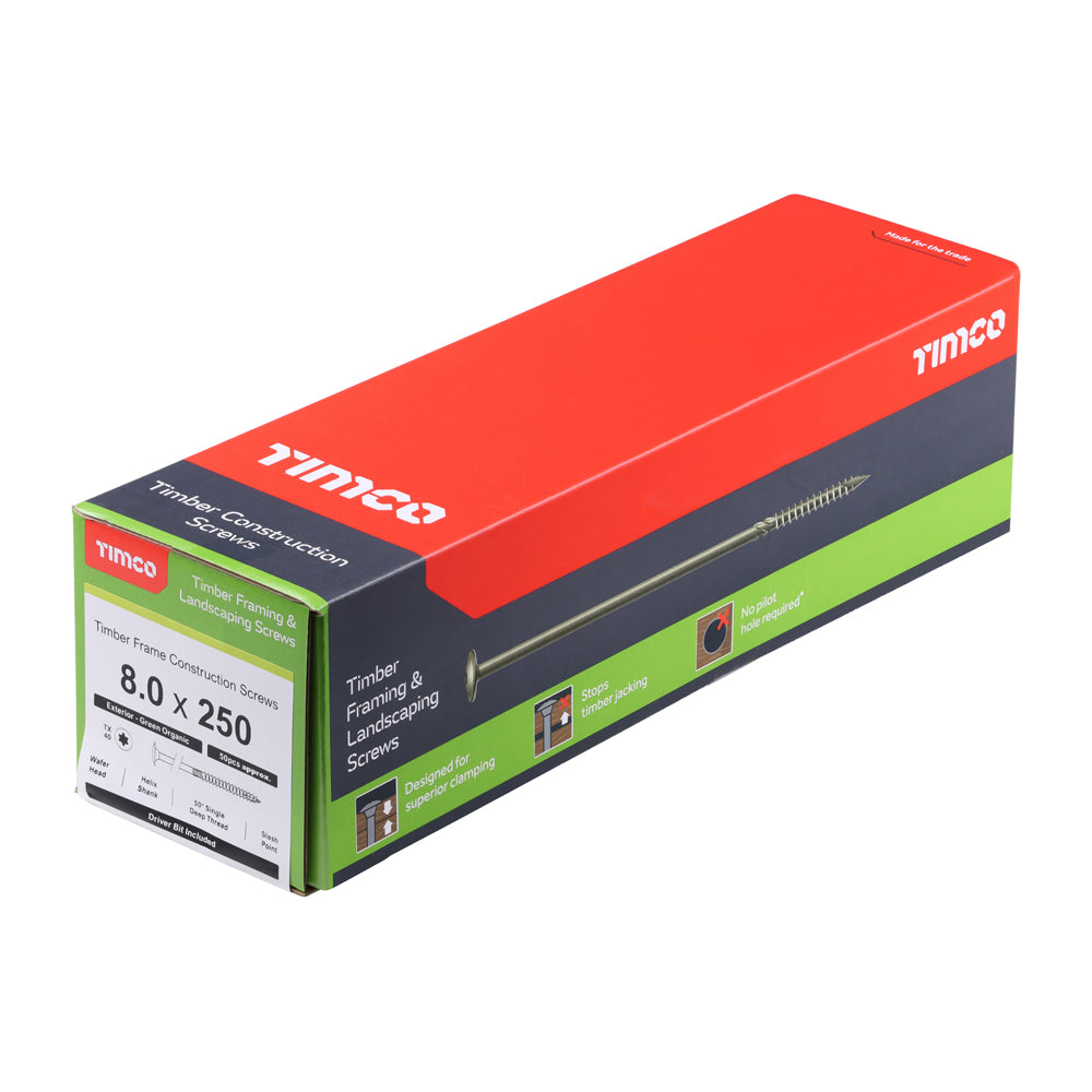 TIMCO Wafer Head Exterior Green Timber Screws - 8.0 x 250 - Image