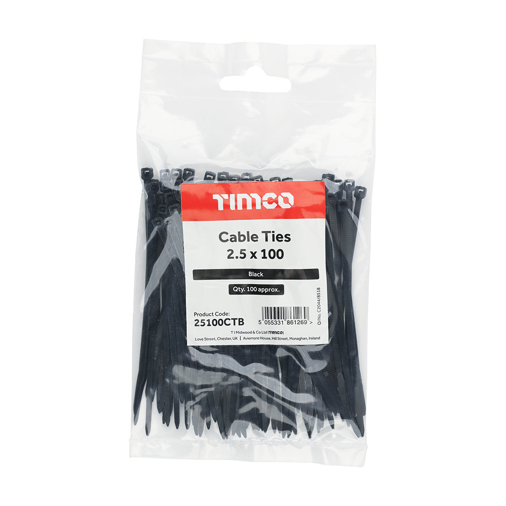 TIMCO Cable Ties Black - 2.5 x 100 - Image
