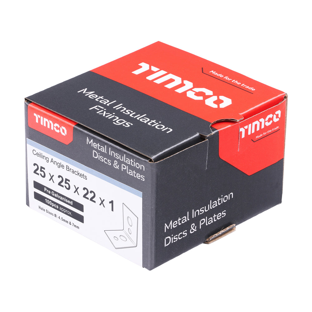 TIMCO Ceiling Angle Brackets - 25 x 25 x 22 x 1mm - Image