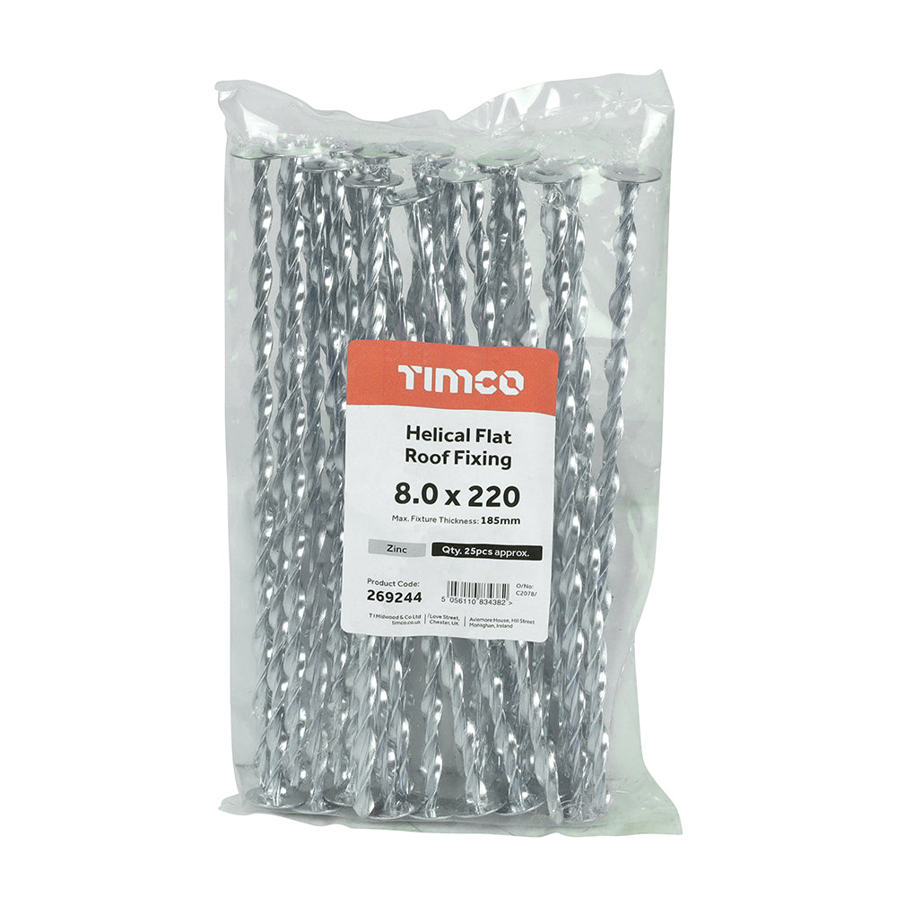 TIMCO Helical Flat Roof Fixing Silver - 8.0 x 220 - Image