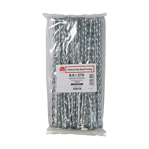 TIMCO Helical Flat Roof Fixing Silver - 8.0 x 270 - Image