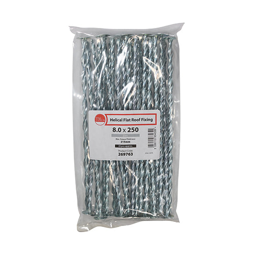 TIMCO Helical Flat Roof Fixing Silver - 8.0 x 250 - Image