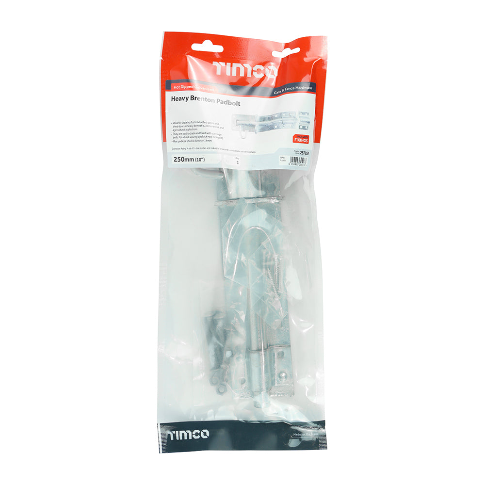TIMCO Heavy Brenton Padbolt Hot Dipped Galvanised - 10" - Image
