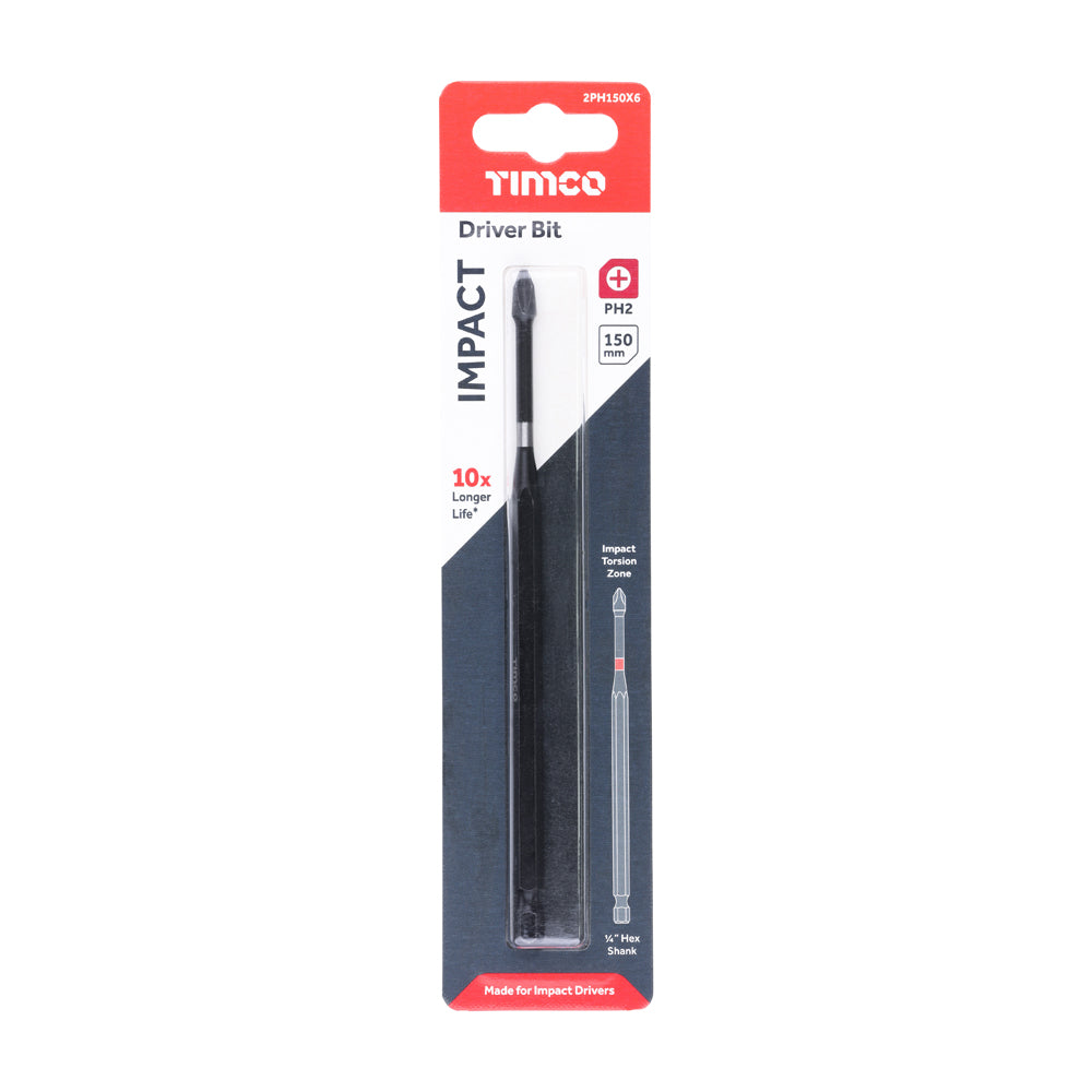 TIMCO X6 Impact Phillips Driver Bit - No.2 x 150 - Image