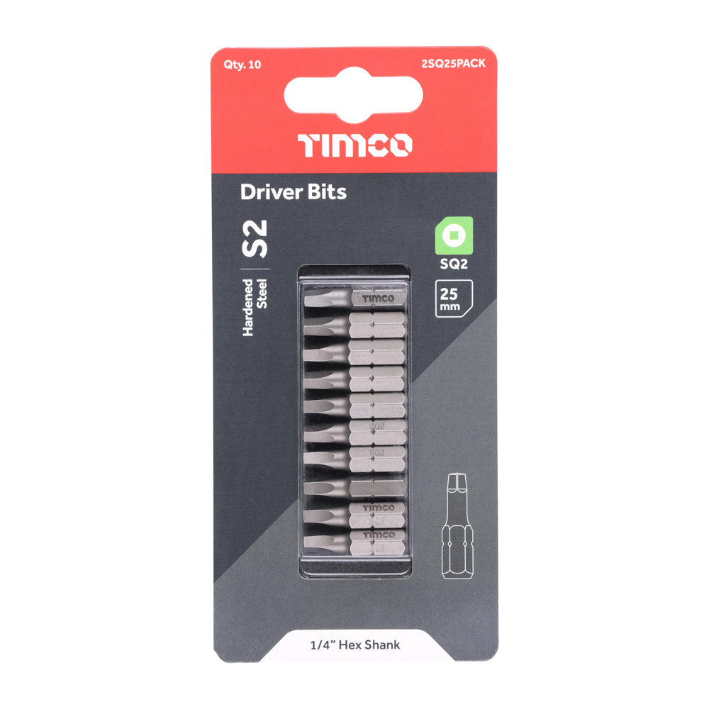 TIMCO Square Driver Bit S2 Grey - No.2 x 25 - Image