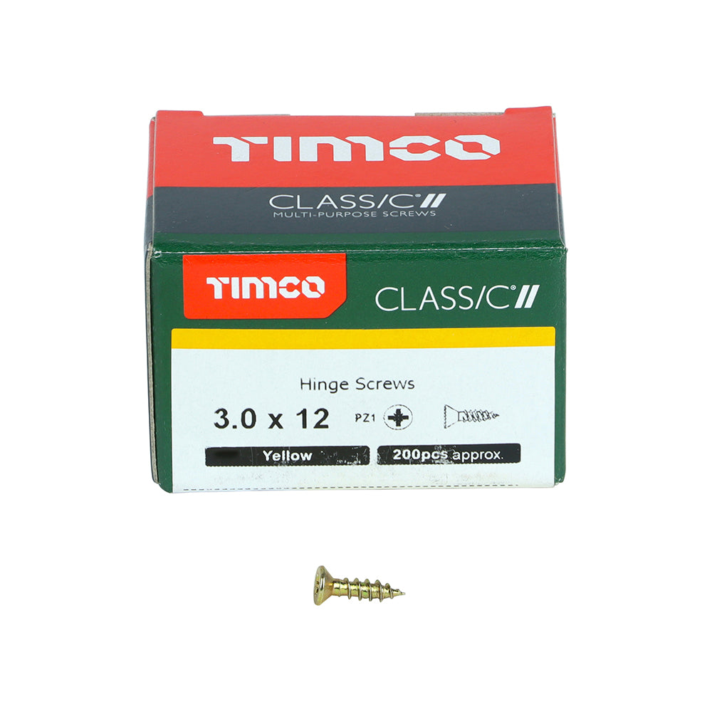 TIMCO Classic Multi-Purpose Reduced Head Countersunk Gold Piano Hinge Woodscrews - 3.0 x 12 - Image