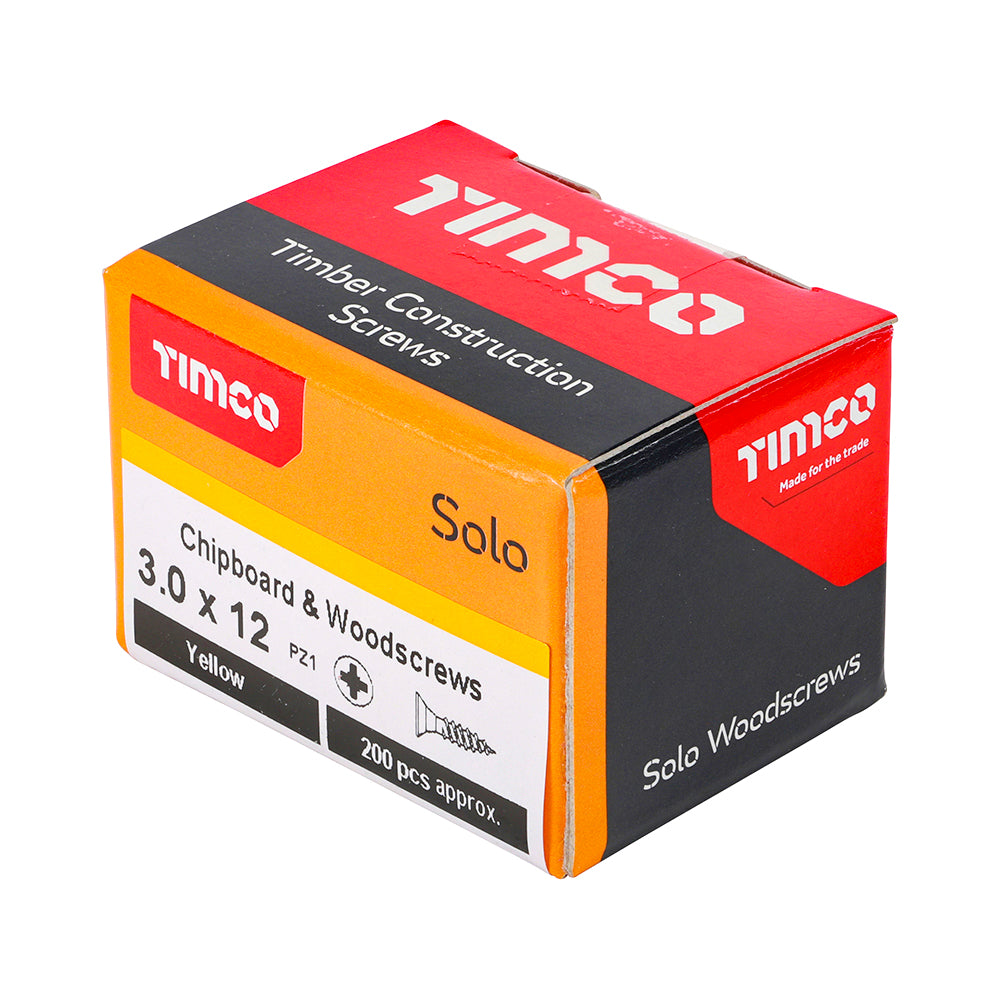 TIMCO Solo Countersunk Gold Woodscrews - 3.0 x 12 - Image