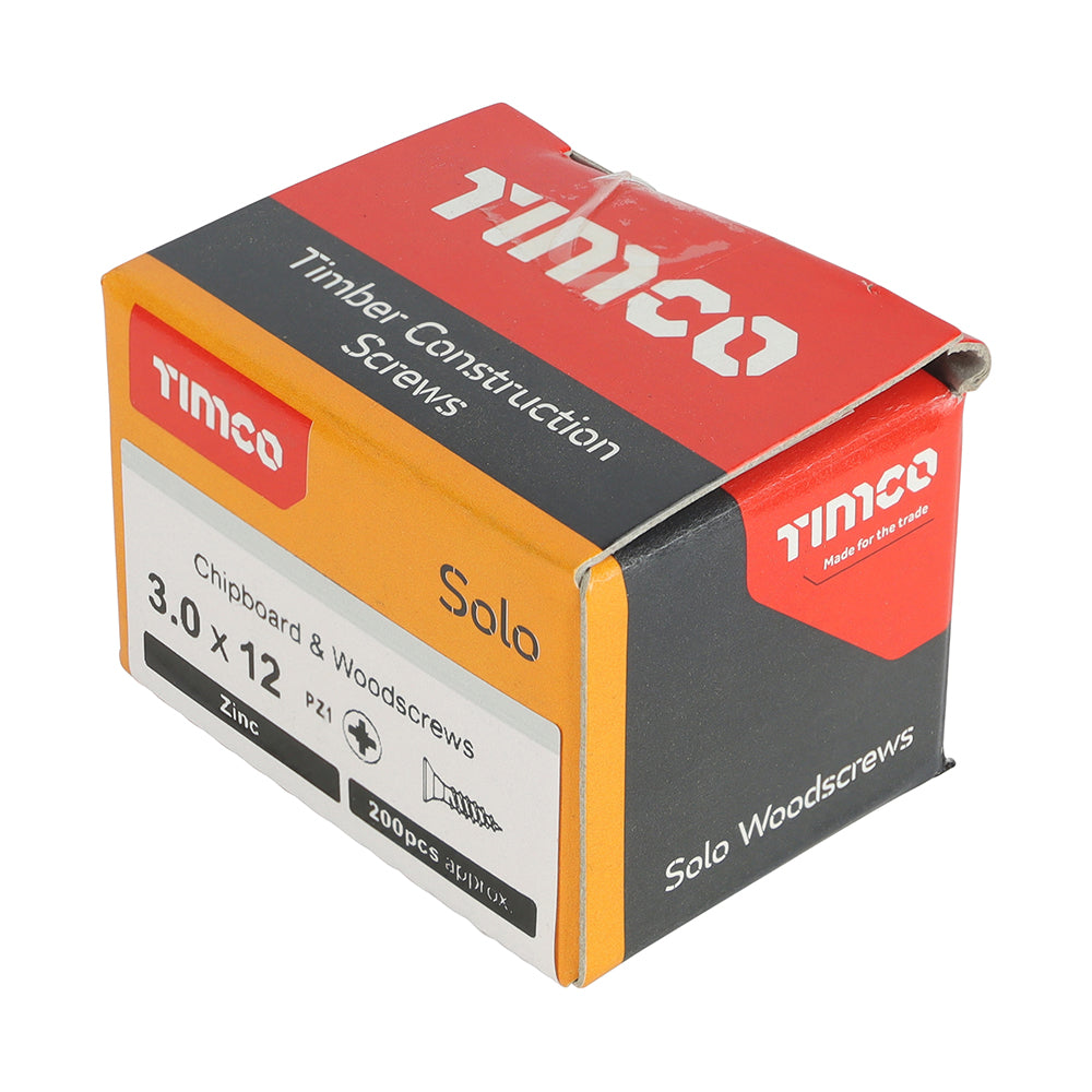TIMCO Solo Countersunk Silver Woodscrews - 3.0 x 12 - Image